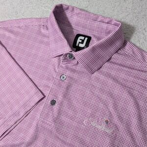 FootJoy Polo Mens L Purple Plaid Micro Check Stretch Golf Shirt Farmstead